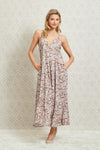 Ivy Printed Backless Maxi Dress - Taupe Floral