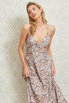 Ivy Printed Backless Maxi Dress - Taupe Floral
