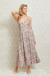 Ivy Printed Backless Maxi Dress - Taupe Floral