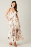 Ivy Printed Backless Maxi Dress - Cream Floral