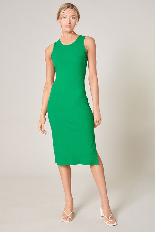 Mellie Ribbed Knit Midi Dress - Green