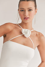 Neri Criss Cross Flower Detail Maxi Dress - White