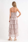 Kylie Tiered Print Maxi Dress - Dusty Pink