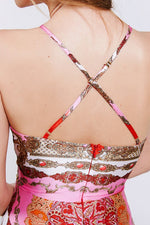 Priyanka Cross Back Maxi Dress - Red/Pink
