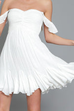 Loraine Smocked Flutter Sleeve Mini Dress - White