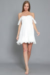 Loraine Smocked Flutter Sleeve Mini Dress - White