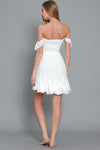 Loraine Smocked Flutter Sleeve Mini Dress - White