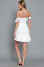 Loraine Smocked Flutter Sleeve Mini Dress - White