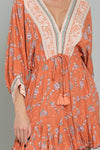 Tina Dolman Front Tie Mini Dress - Rust/Multi - BEST SELLER!!!