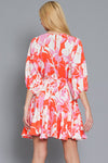 Noor Dolman Sleeve Braided Belt Mini Dress - Pink/Coral