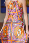 Priyanka Cross Back Maxi Dress - Orange/Pink