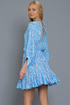 Tina Dolman Tie Front Mini Dress - Blue - BEST SELLER