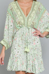 Tina Dolman Front Tie Mini Dress - Green - BEST SELLER!!!