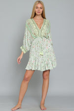 Tina Dolman Front Tie Mini Dress - Green - BEST SELLER!!!
