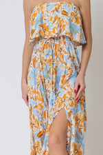 Everlasting Strapless Paisley Print Maxi Dress - Blue/Orange