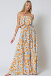 Everlasting Strapless Paisley Print Maxi Dress - Blue/Orange
