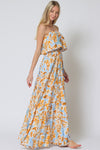 Everlasting Strapless Paisley Print Maxi Dress - Blue/Orange
