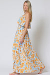 Everlasting Strapless Paisley Print Maxi Dress - Blue/Orange