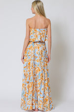 Everlasting Strapless Paisley Print Maxi Dress - Blue/Orange