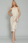 Riana Linen Tie Front Halter Midi Dress