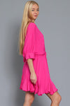 Tina Dolman Front Tie Mini Dress - Hot Pink - BEST SELLER!!!