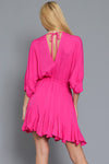 Tina Dolman Front Tie Mini Dress - Hot Pink - BEST SELLER!!!