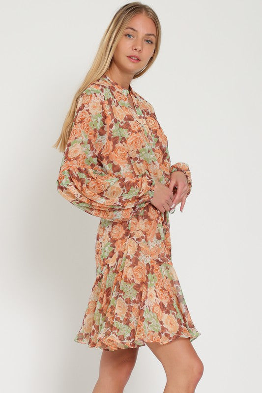 Rebekah Floral Long Sleeve Mini Dress
