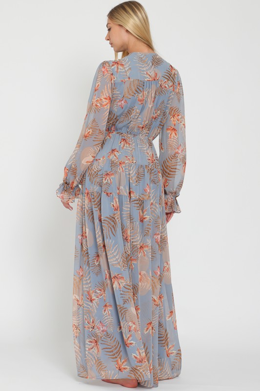 Denise Tiered Button Down Maxi Dress - Blue/Multi