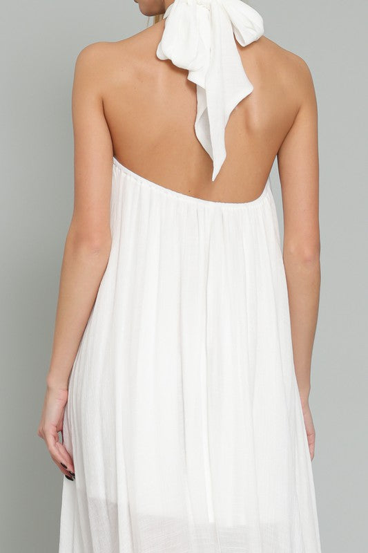 Makenna Halter Backless Maxi Dress - White