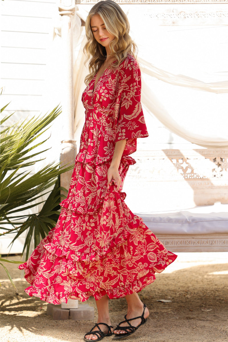 Leya Long Sleeve Ruffle Tiered Maxi Dress