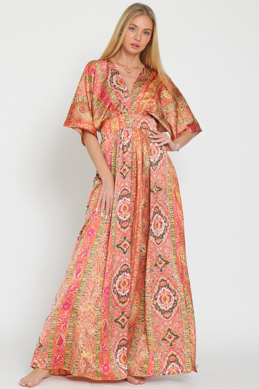 Tay Kimono Sleeve Tie Back Maxi Dress