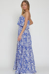 Everlasting Strapless Paisley Print Maxi Dress - Blue/White