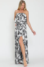 Everlasting Strapless Paisley Print Maxi Dress - Black/White