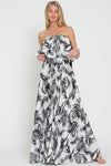 Everlasting Strapless Paisley Print Maxi Dress - Black/White