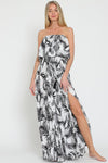 Everlasting Strapless Paisley Print Maxi Dress - Black/White