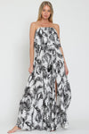 Everlasting Strapless Paisley Print Maxi Dress - Black/White