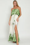 Everlasting Strapless Floral Print Maxi Dress - Green/Ivory