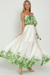 Everlasting Strapless Floral Print Maxi Dress - Green/Ivory