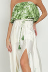 Everlasting Strapless Floral Print Maxi Dress - Green/Ivory