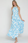 Haven Floral Halter Cut Out Tie Back Maxi Dress