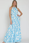 Haven Floral Halter Cut Out Tie Back Maxi Dress