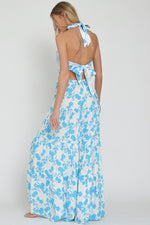 Haven Floral Halter Cut Out Tie Back Maxi Dress