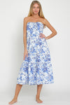 Amillie Strapless Floral Tie Front Midi Dress