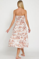 Lulu Strapless Tie Front Midi Dress - Blush/Orange