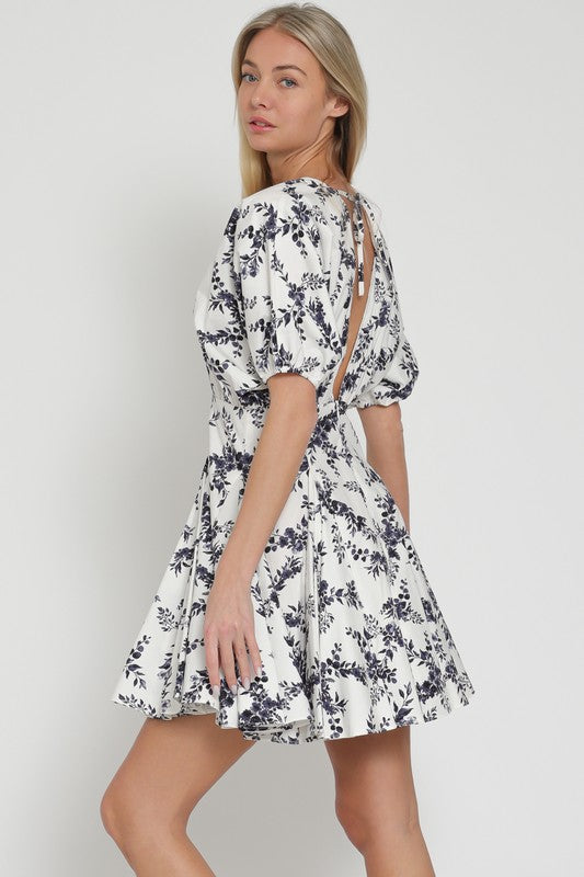 Martti Dolman Sleeve Floral Mini Dress