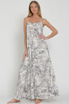 Emma Toile Print Strappy Back Maxi Dress