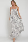 Emma Toile Print Strappy Back Maxi Dress