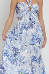 Hallie Halter Tropical Print Cut Out Maxi Dress