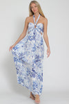 Hallie Halter Tropical Print Cut Out Maxi Dress