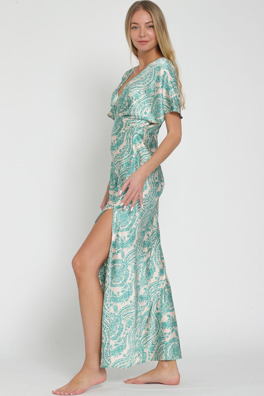 Yesenia Satin Kimono Maxi Dress